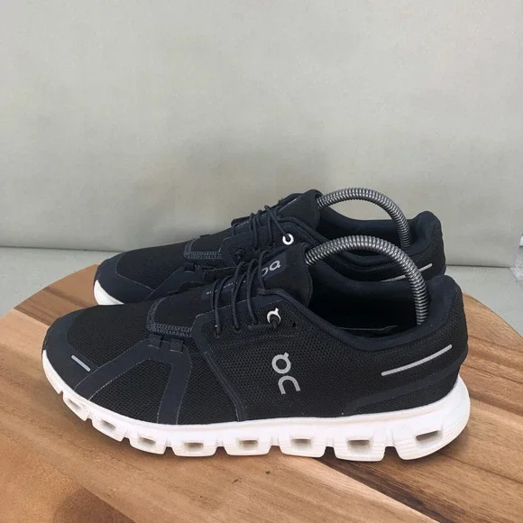 On Running Women's Black Mesh Athletic Sneakers with White Sole - Picture 3 of 8